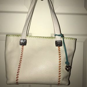 Brighton white leather with color stitching detail